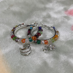 Multi Color Crystal Beaded Hoop with Tops & Ear cuff