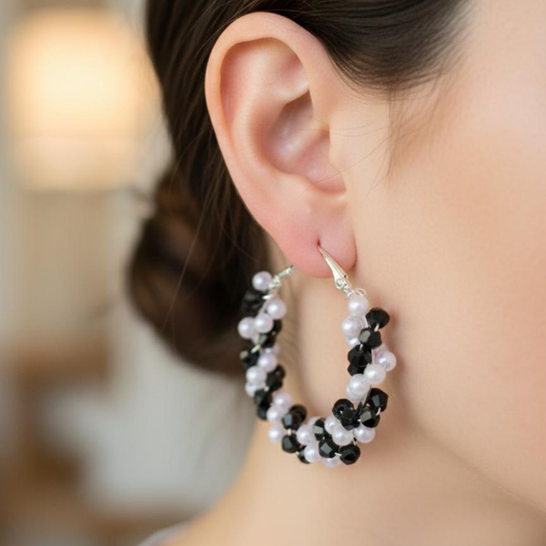 Large Hoop Earrings Black & White