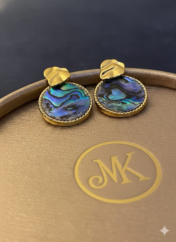 Abalone & Gold-Tone Rope Stainless Steel Earrings