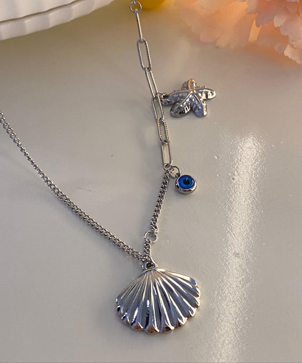 Silver Seashell Charm Necklace