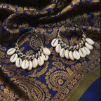 White Ethnic Shell Hoop Earrings