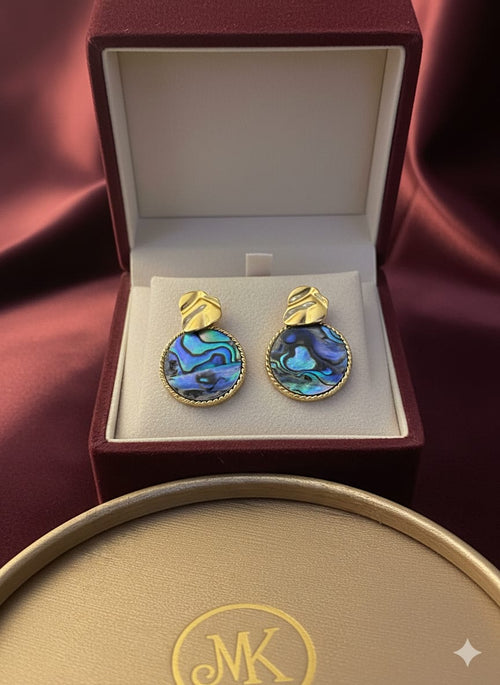 Abalone & Gold-Tone Rope Stainless Steel Earrings