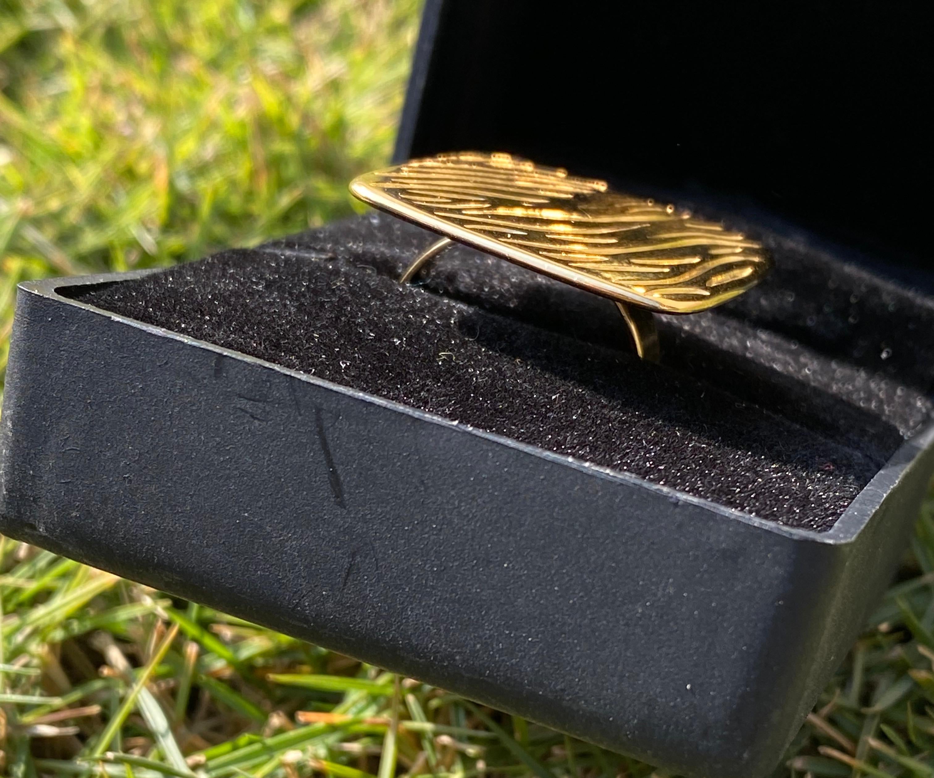 Square Golden wave ring