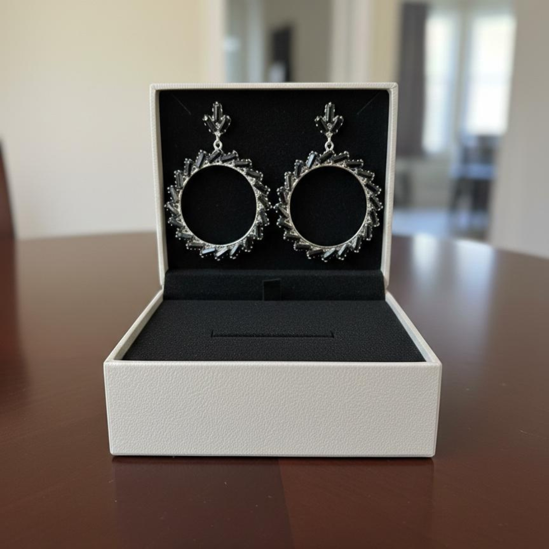 Large Circular Black Hoops