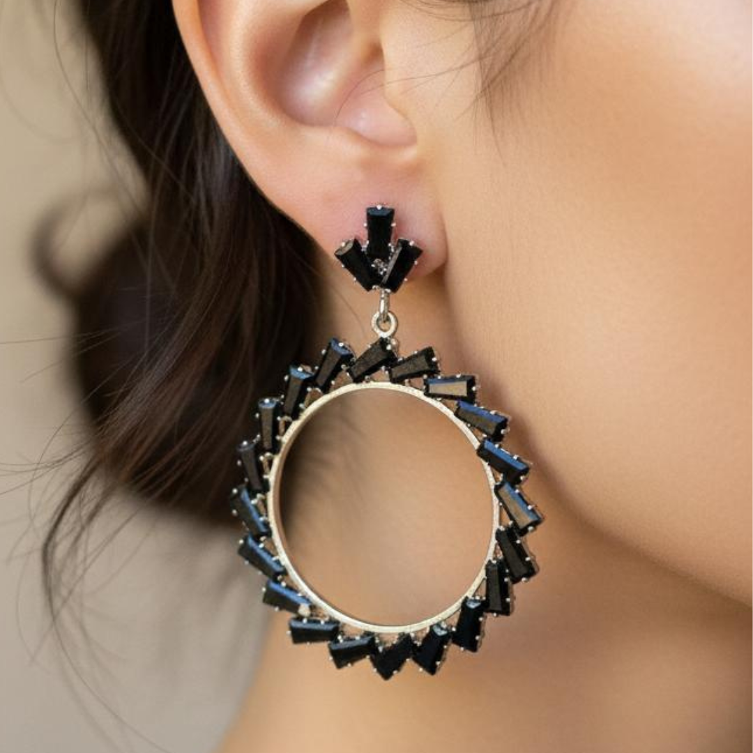 Large Circular Black Hoops