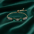 Fully Adjustable Slider bracelet with Green stone