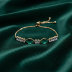 Fully Adjustable Slider bracelet with Green stone