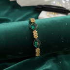 Fully Adjustable Slider bracelet with Green stone